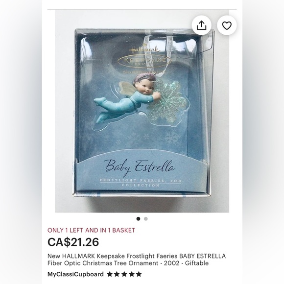 ⭐️NWT! Hallmark Frostlight Fairies Collection “Baby Estrella” - Picture 2 of 3